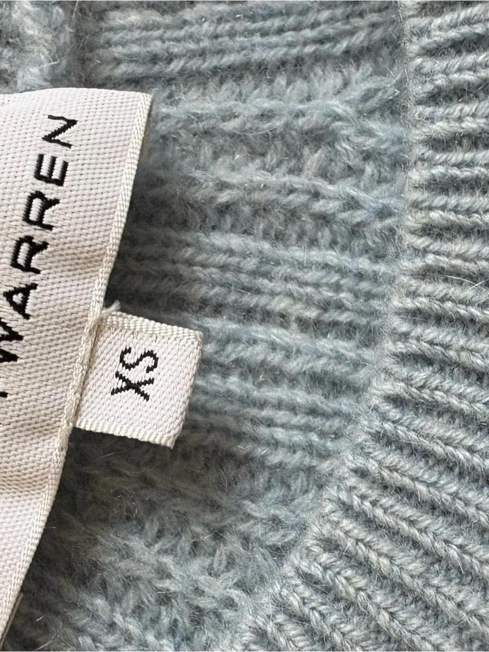 White and Warren lace pointelle sweater baby blue cashmere XS